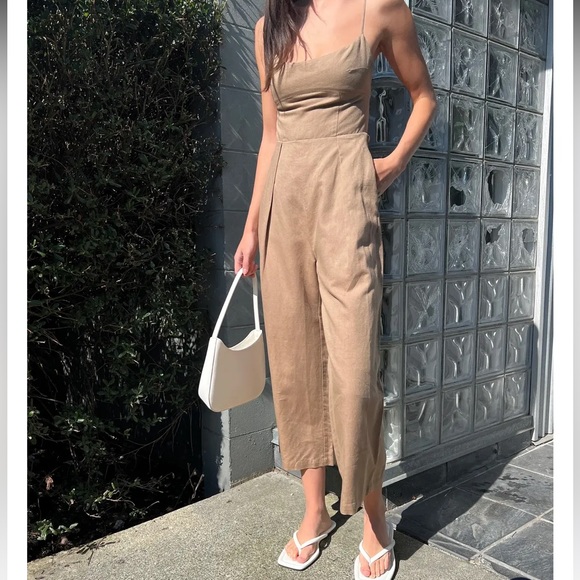 Oak + Fort linen blend jumpsuit NWT size S in Tan - Picture 2 of 7